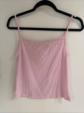 Auden Light Pink Lace-Trim Ribbed Cami